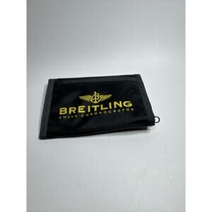 Vintage Breitling Black Nylon Velcro Wallet with Gold Breitling Name and Logo
